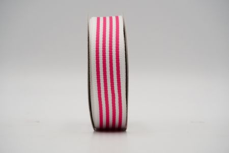 Nastro in gros grain a righe bianche e rosa acceso con linee classiche_K1748-272
